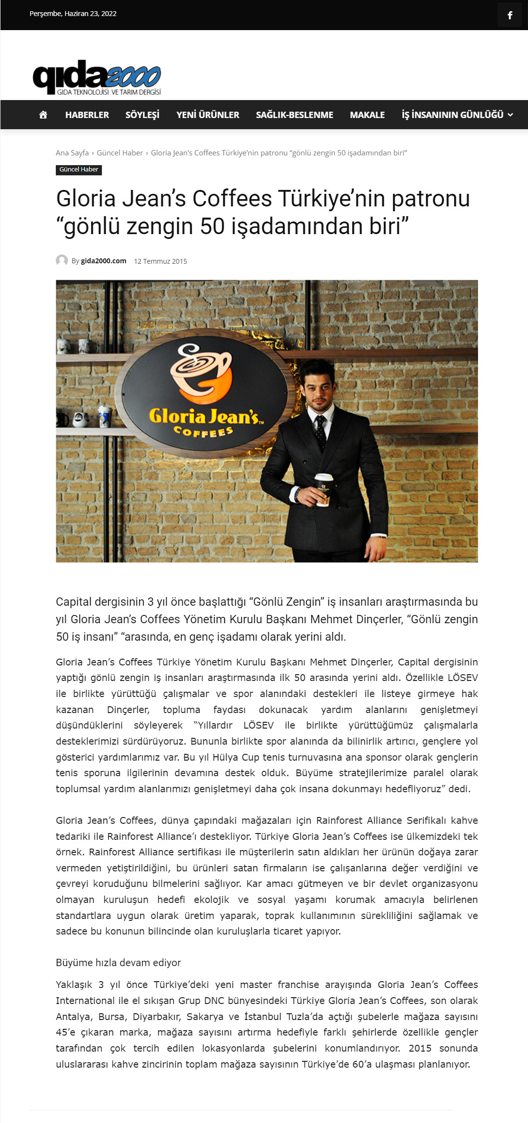 basinda - Gloria Jean’s Coffees Türkiye’nin patronu “gönlü zengin 50 işadamından biri"